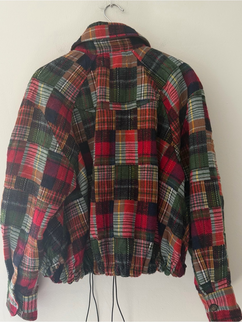 Free People Orion Country Jacket Plaid Patchwork Red Multi Bomber Size Small - Picture 3 of 11